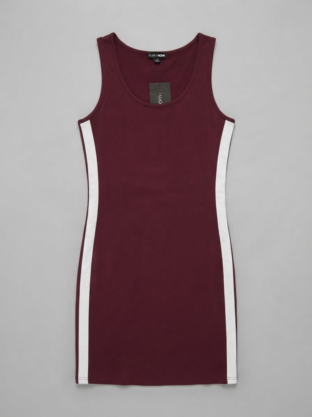 Fashion Nova Burgundy Tank Dress with White Side Panels
